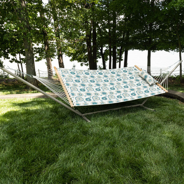 Multicolor 36-Inch Quilted Hammock with Pillow and Stand, image 3
