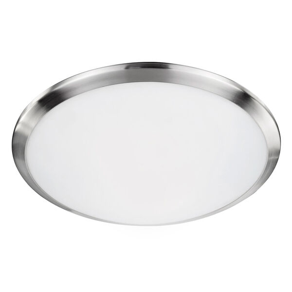 Nickel 15-Inch One-Light LED Flush Mount with White Opal Glass, image 1