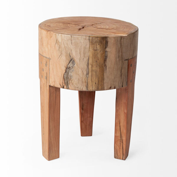 Asco Brown 18-Inch Solid Reclaimed Wood Stool, image 2
