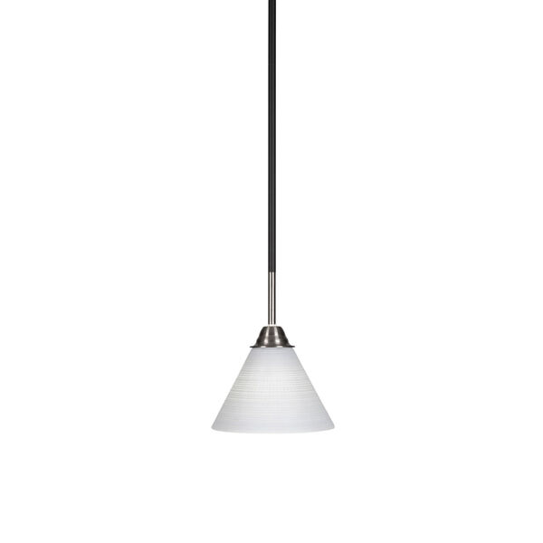 Paramount Matte Black and Brushed Nickel Seven-Inch One-Light Mini Pendant with White Matrix Glass Shade, image 1
