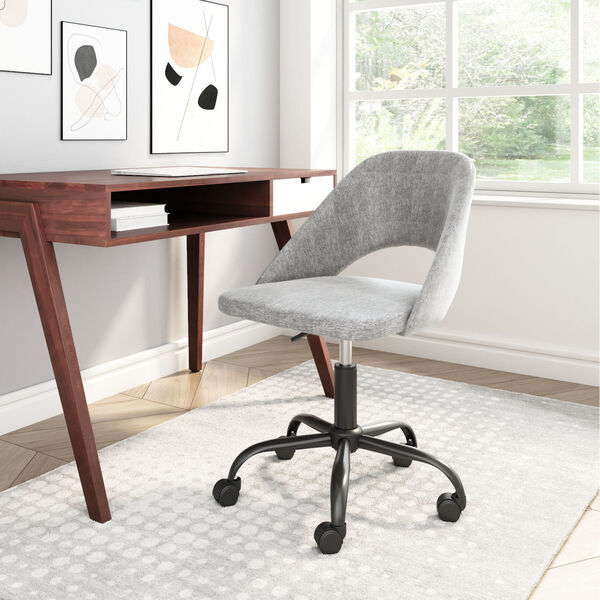 Treibh Light Gray and Black Office Chair, image 2