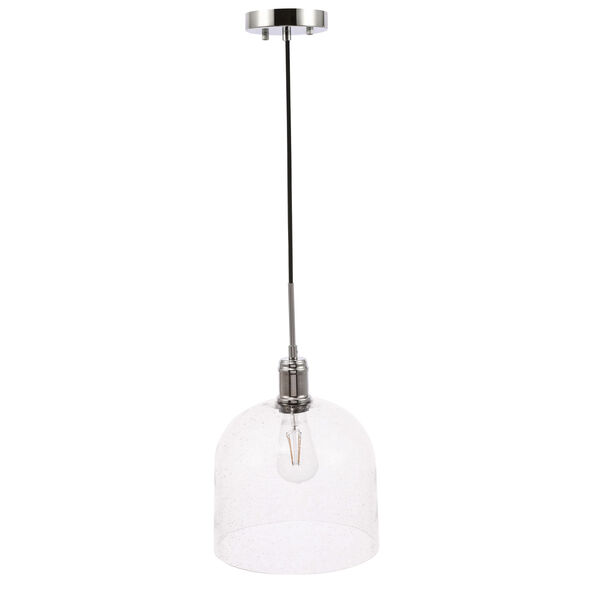Gabe Chrome 10-Inch One-Light Pendant with Clear Seeded Glass, image 5