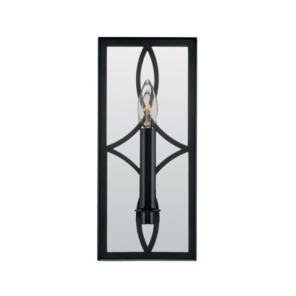 Avery Matte Black One-Light Sconce with Mirrored Backplate, image 4