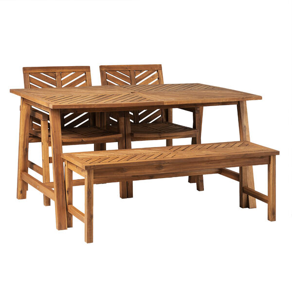 Vincent Brown Solid Acacia Wood Patio Dining Set, 4-Piece, image 1