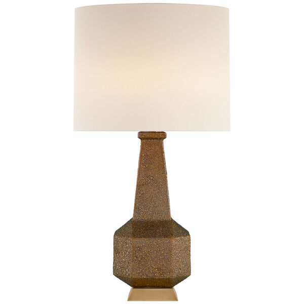 Babette Table Lamp in Chalk Burnt Gold with Linen Shade by AERIN, image 1