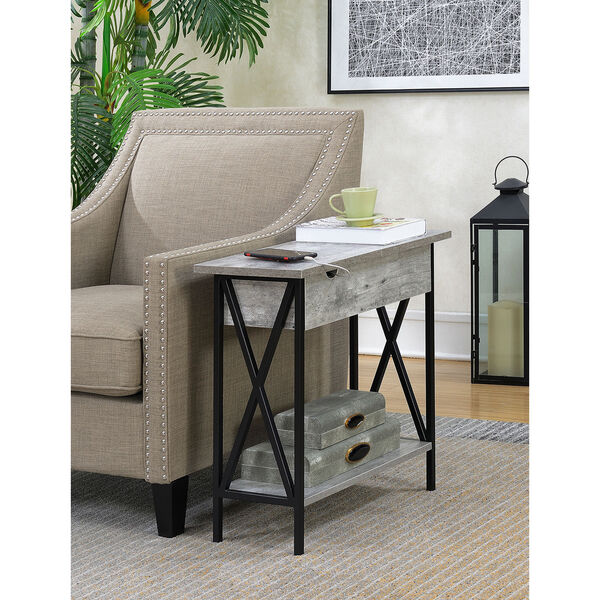 Tucson Flip Top End Table with Charging Station and Shelf, image 2