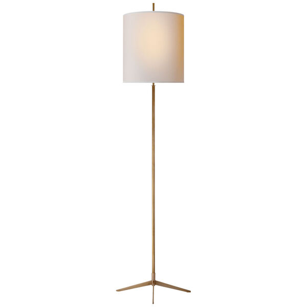 Caron Floor Lamp in Hand-Rubbed Antique Brass with Natural Paper Shade by Thomas O'Brien, image 1