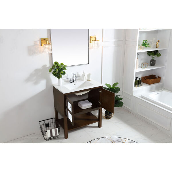 Mason Antique Coffee 30-Inch Mirrored Vanity Sink Set, image 4