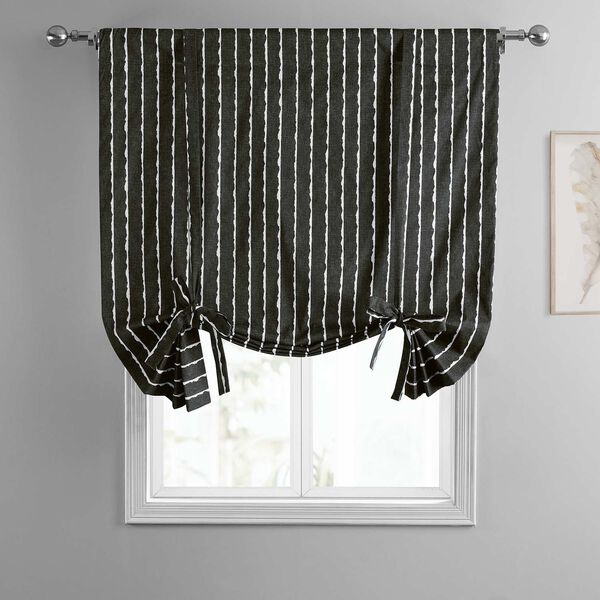 Sharkskin Black Solid Printed Cotton Tie-Up Window Shade Single Panel, image 3