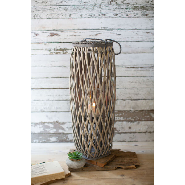 Willow Gray 11-Inch Square Candle Lantern, image 1