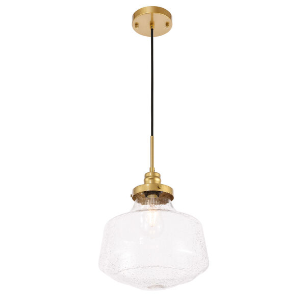 Lyle Brass 11-Inch One-Light Pendant with Clear Seeded Glass, image 6