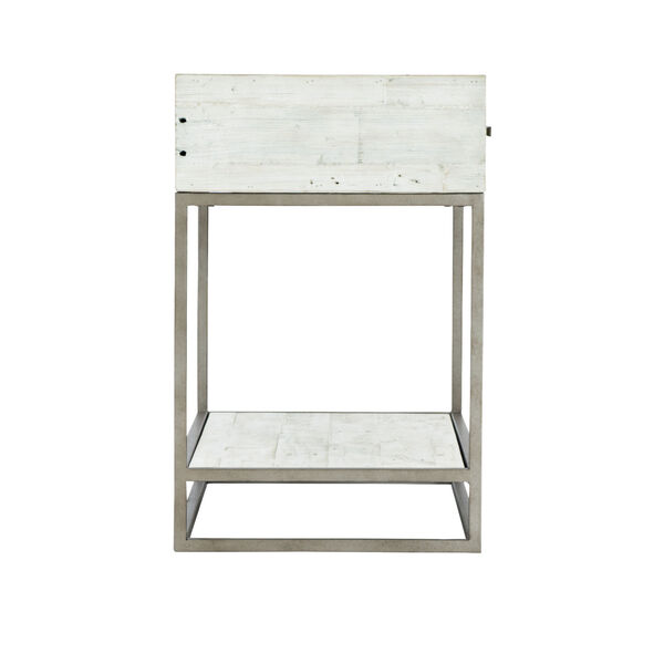 Glazed Silver and White Loft Alvar Nightstand in Brushed White, image 3