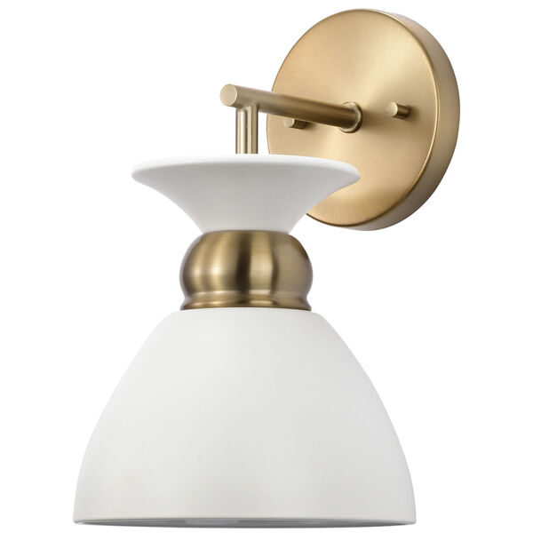 Perkins Matte White and Burnished Brass One-Light Wall Sconce, image 1