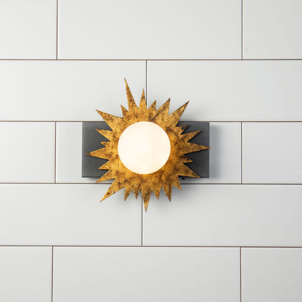 Soleil Weather Zinc Gold Leaf with Antique One-Light LED Wall Sconce, image 3