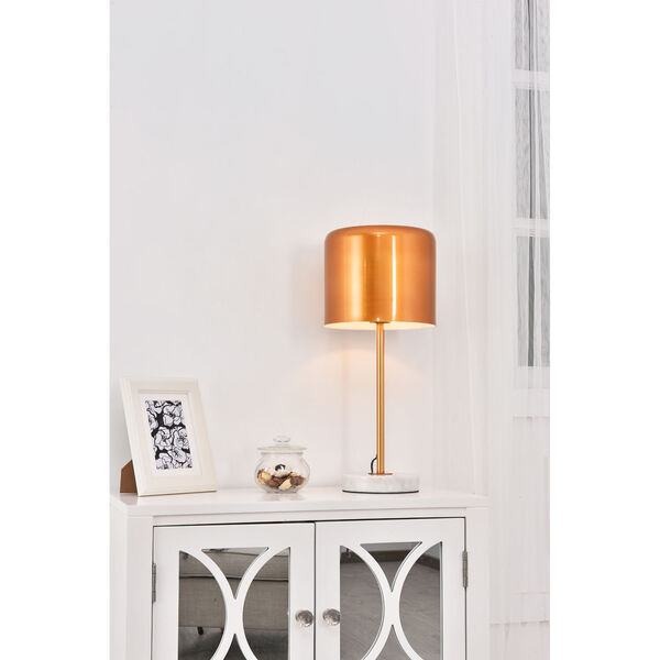 Exemplar Satin Gold and White Nine-Inch One-Light Table Lamp, image 2