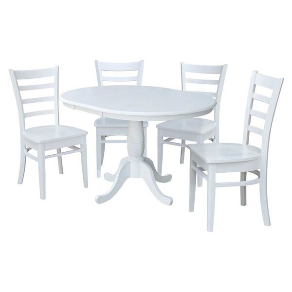 White Round Extension Dining Table with Chairs, 5-Piece, image 2