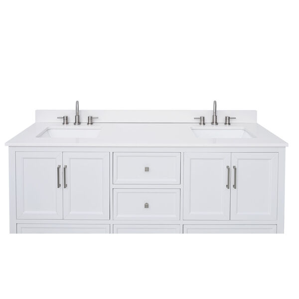 Lotte Radianz Everest White 73-Inch Vanity Top with Dual Rectangular Sink, image 5