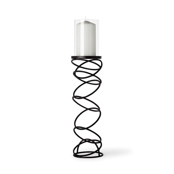 Omega III Black Metal Stacked Ring Table Candle Holder, image 1