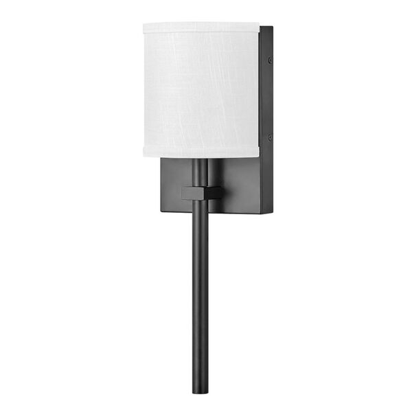 Avenue Black One-Light LED Wall Sconce with Off White Linen Shade, image 1