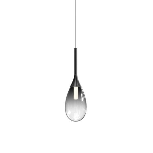 Parisone Satin Black LED Pendant with Smoke Glass, image 1
