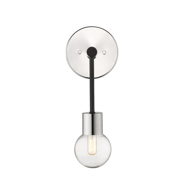 Neutra Matte Black and Polished Nickel One-Light Wall Sconce, image 4
