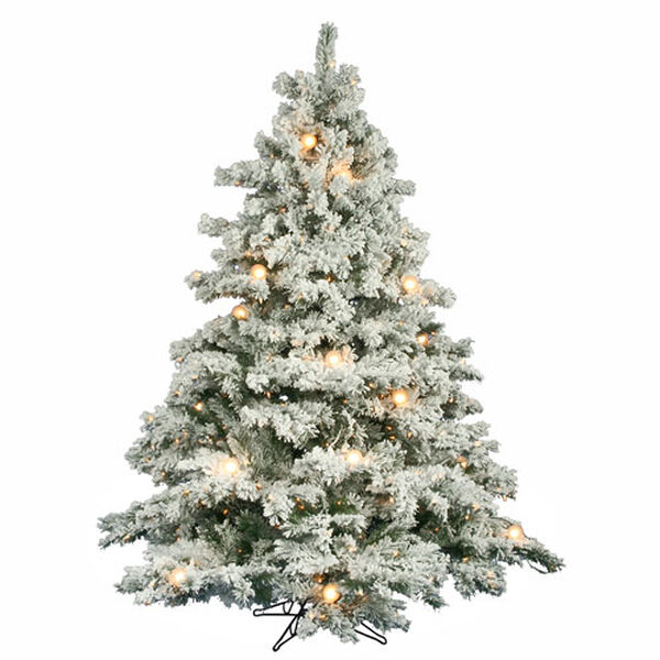 Flocked Alaskan 6.5-Foot Christmas Tree w/600 Clear Mini Lights and G50 Lights and 1045 Tips, image 1