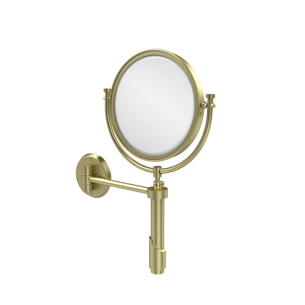 Tribecca Collection Wall Mounted Make-Up Mirror 8 Inch Diameter with 5X Magnification, Satin Brass, image 1
