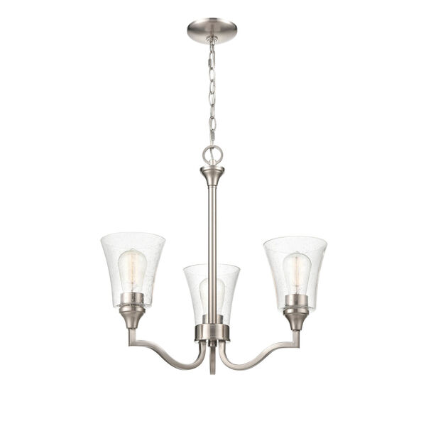 Caily Brushed Nickel Three-Light Chandelier, image 1