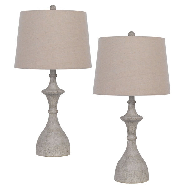 Acoma White Washed Two-Light Resin Table Lamp, Set of 2, image 1