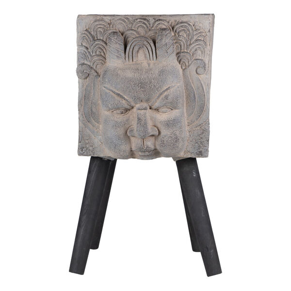 Gray and Black Greek God Blowing Statue Outdoor Planter, image 1