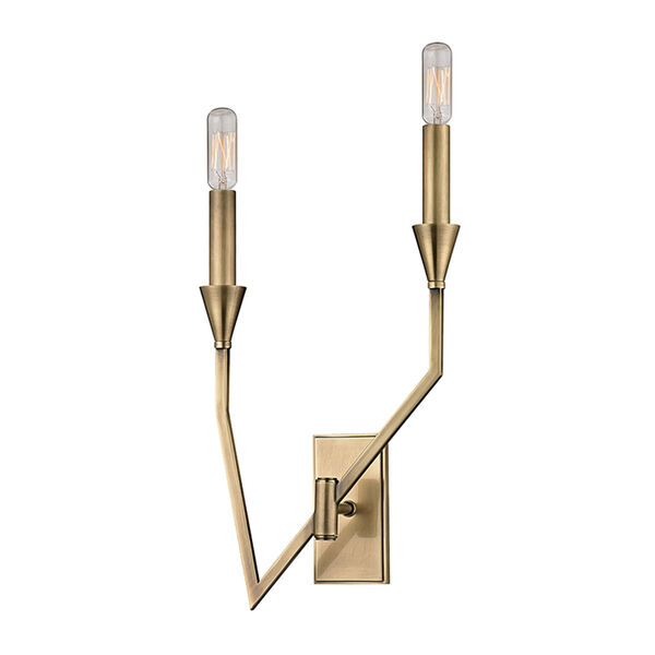 Archie Aged Brass Two-Light Right Wall Sconce, image 1