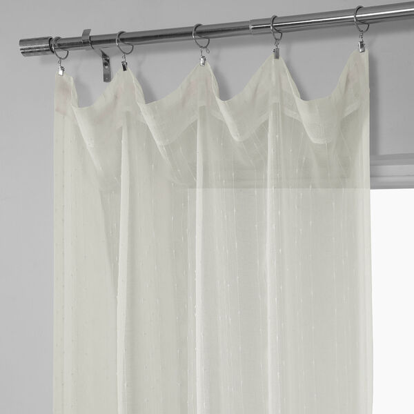 White Striped Faux Linen Sheer Curtain Single Panel, image 4