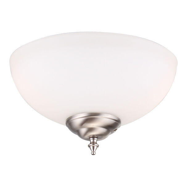 Nickel and White Two-Light LED Ceiling Fan Light Kit, image 1