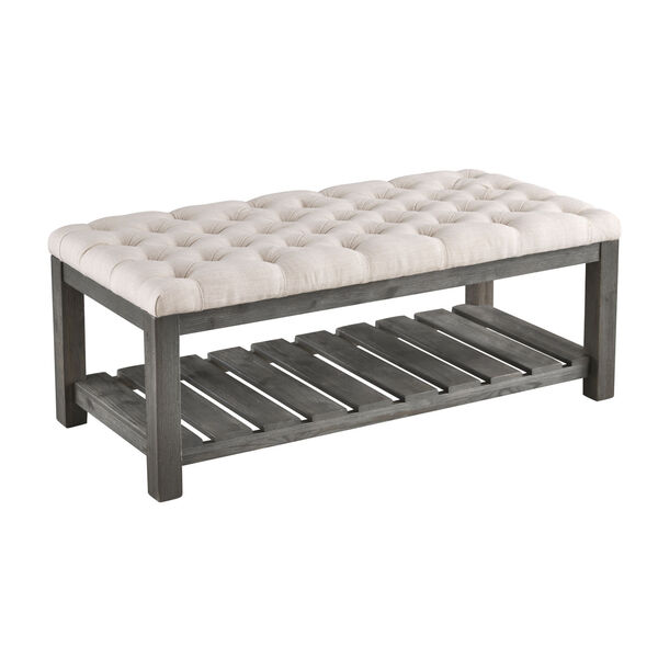 Nantucket Grey Oatmeal Fabric Accent Bench, image 3