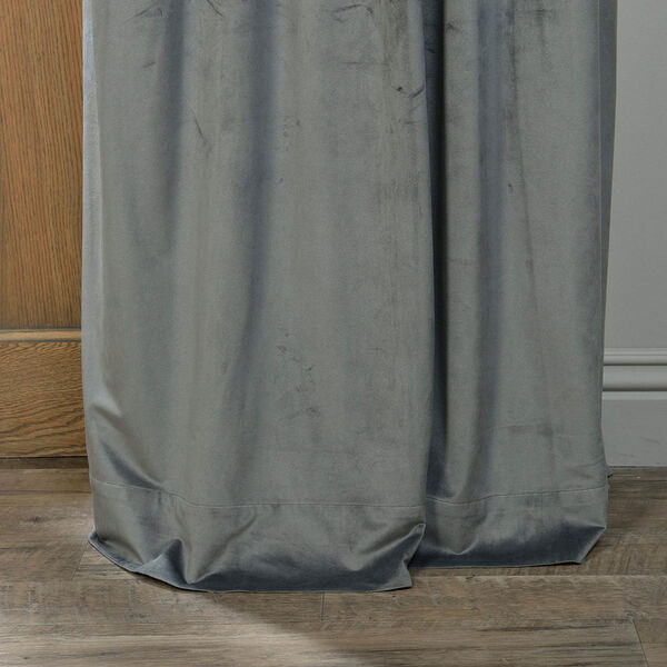 Natural Grey Blackout Velvet Pole Pocket Single Panel Curtain 50 x 84, image 5