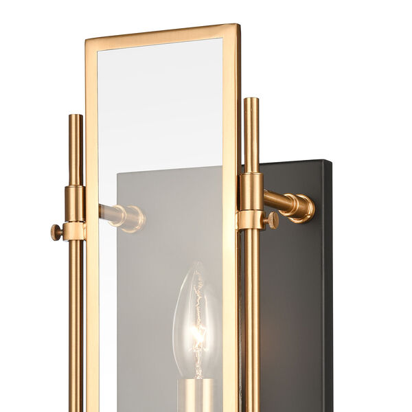 Mechanist Matte Black and Satin Brass One-Light Wall Sconce, image 4