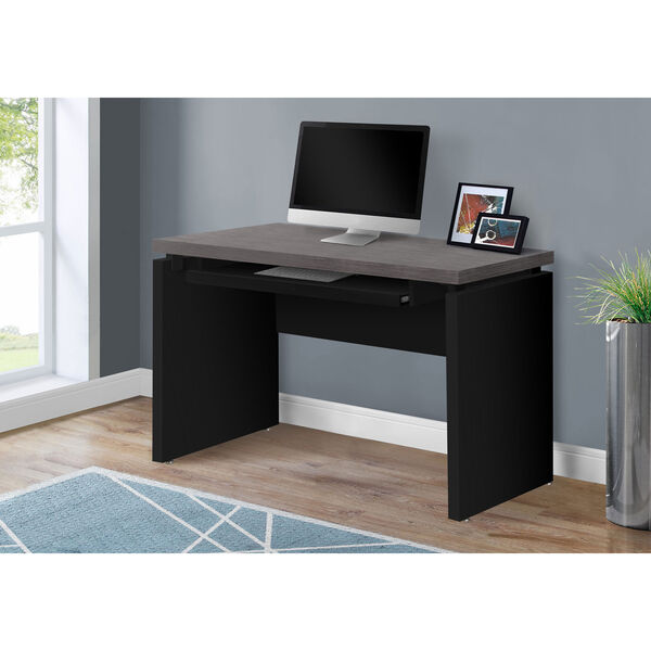 Black and Gray 24-Inch Computer Desk with Keyboard Tray, image 2