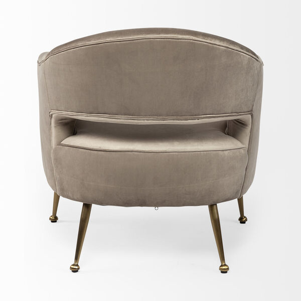 Giles Taupe and Brass Velvet Wrapped Arm Chair, image 5