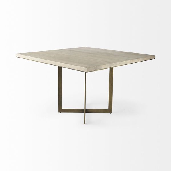 Faye I Light Brown and Gold X-Shaped Square Dining Table, image 3