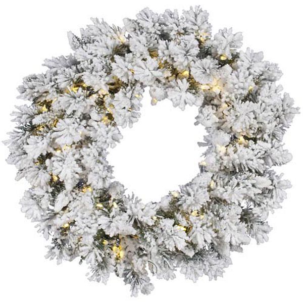 Snow Ridge 30-Inch Wreath w/50 Warm White LED Lights and 160 Tips, image 1