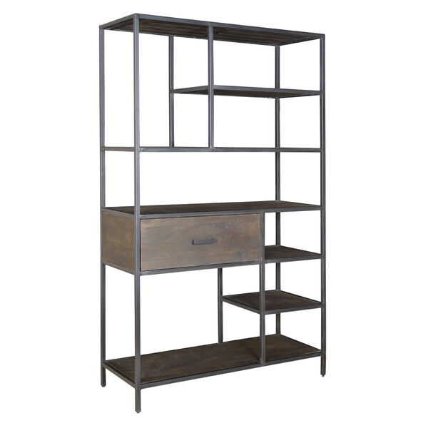 Brown, Black One Drawer Bookcase, image 1