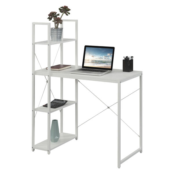 Designs2Go White Office Workstation with Shelves, image 3