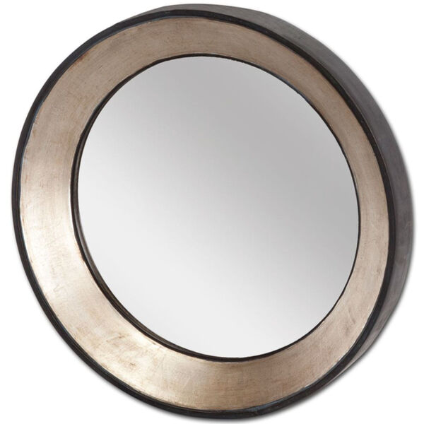 Ovallas Champagne Round Wood Frame Wall Mirror, image 1