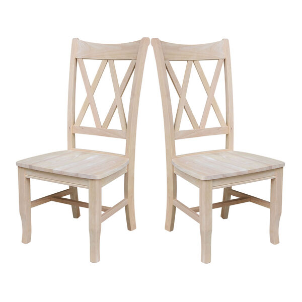 Set of Two Unfinished Wood Double X-Back Chairs, image 8