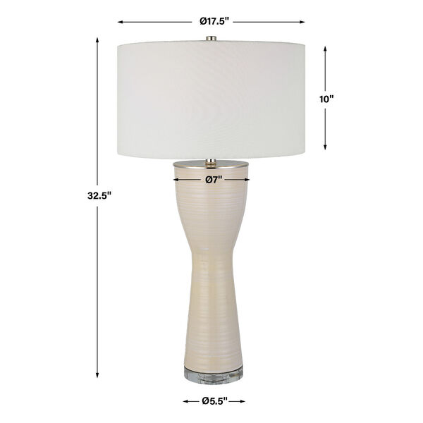 Amphora Off White and Ploished Nickel One-Light Table Lamp, image 3