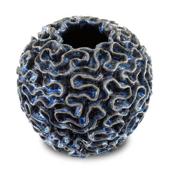 Milos Dark Blue 10-Inch Ceramic Vase, image 2