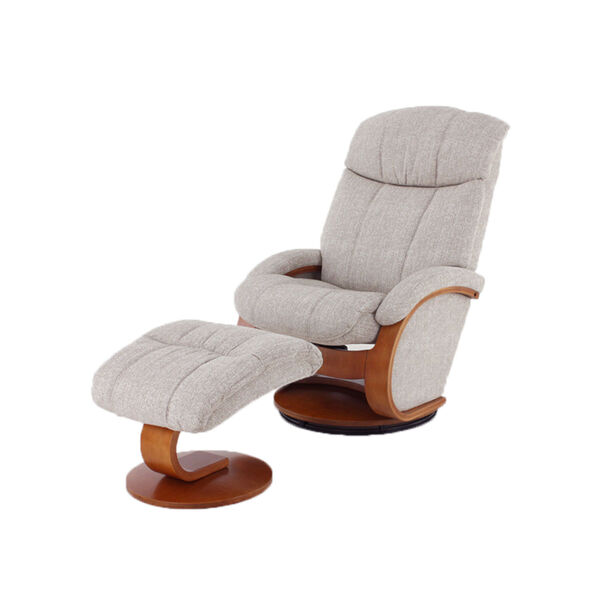 Selby Walnut Tan Linen Fabric Manual Recliner with Ottoman, image 5