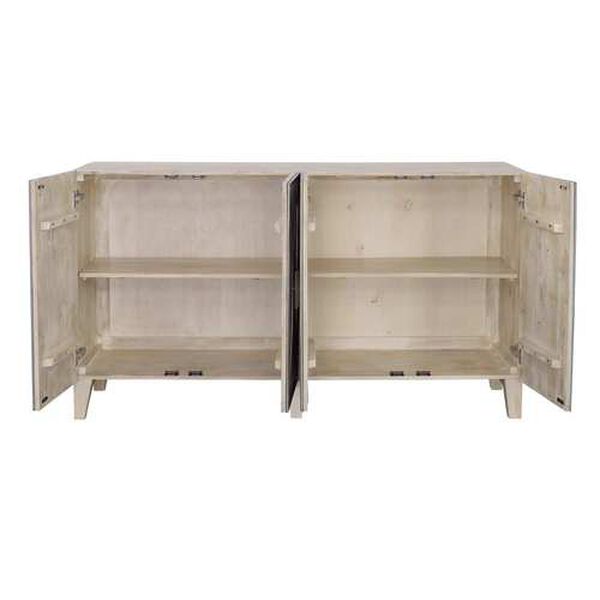 Natural Whitewash Credenza with Four Doors, image 4