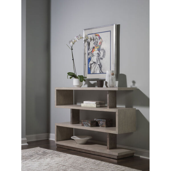 Signature Designs Light Gray and Silver Leaf Soiree Low Bookcase, image 2
