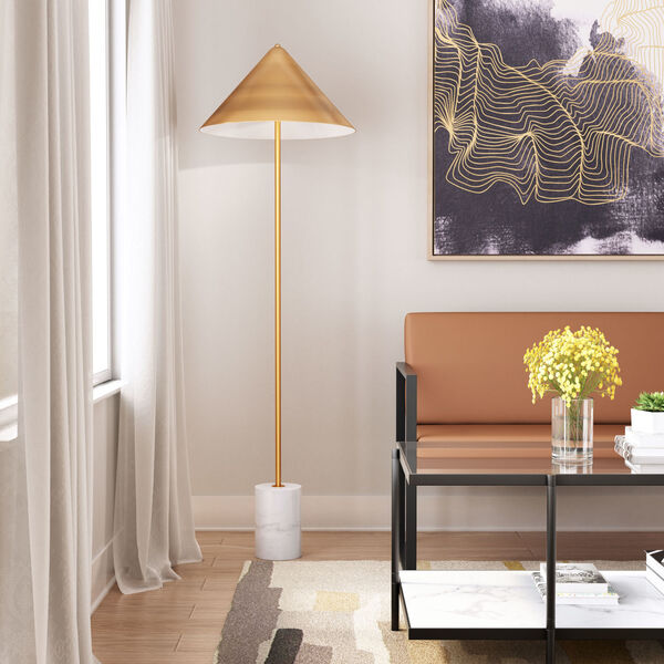 Bianca Brass and White Two-Light Floor Lamp, image 2